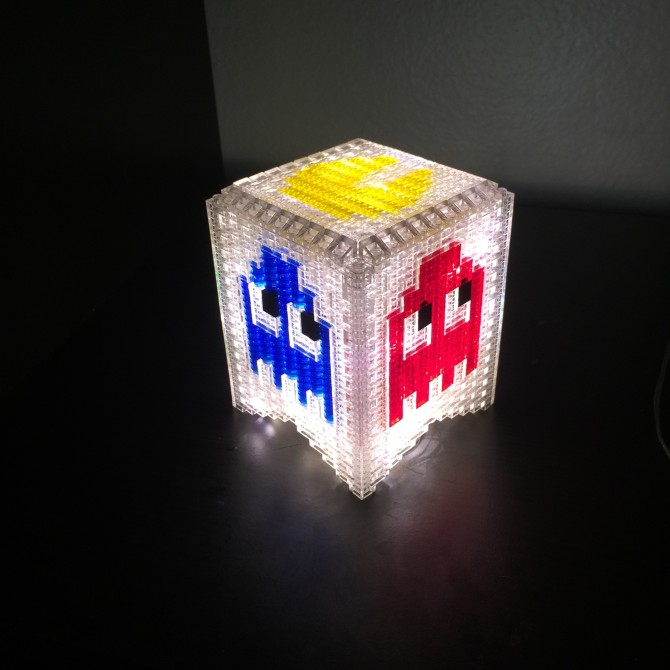 Glowing pacman night light made out of LEGO pieces