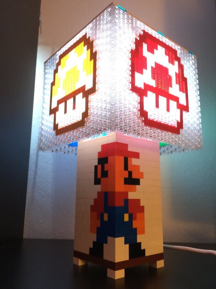 Mario Brothers lamp made out of LEGO bricks