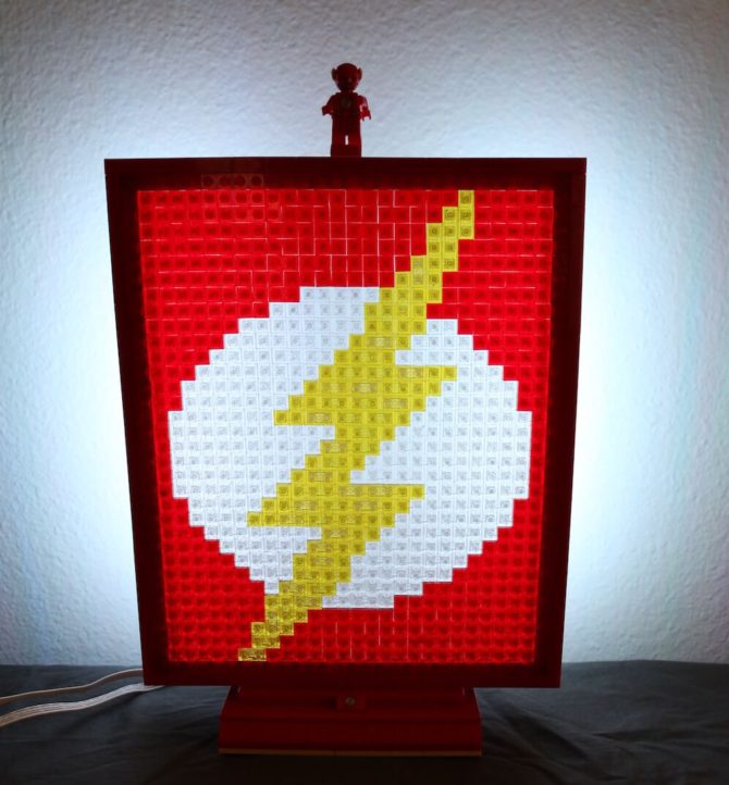 The Flash glowing LEGO mosaic light